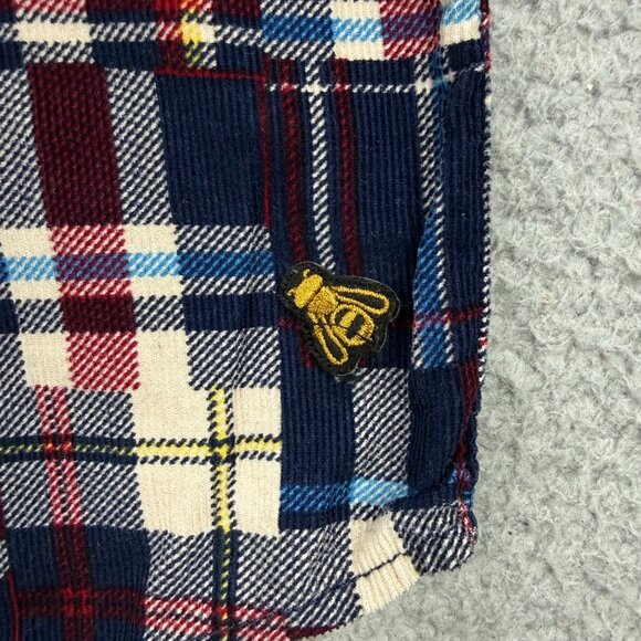 Uniqlo Shirt Men Extra Small XS Navy Blue Plaid Flannel Patchwork Button Up Polo - Picture 7 of 10